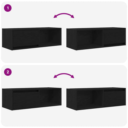 vidaXL TV Cabinet Black Oak 80x31x25.5 cm Engineered Wood