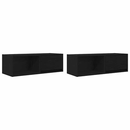 vidaXL TV Cabinets 2 pcs Black Oak 80x31x25,5 cm Engineered Wood