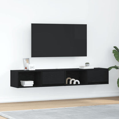 vidaXL TV Cabinets 2 pcs Black Oak 80x31x25.5 cm Engineered Wood