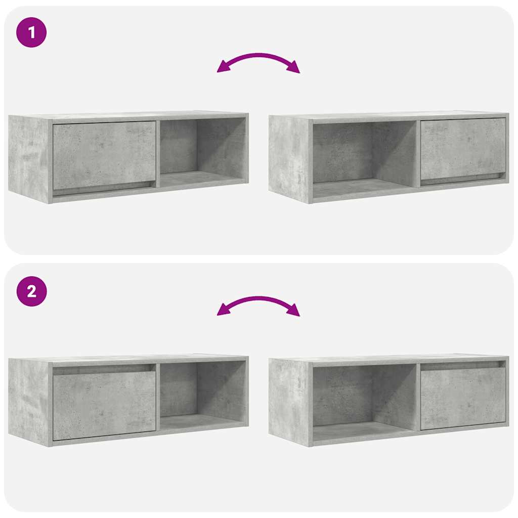 vidaXL TV Cabinet Concrete Grey 80x31x25.5 cm Engineered Wood
