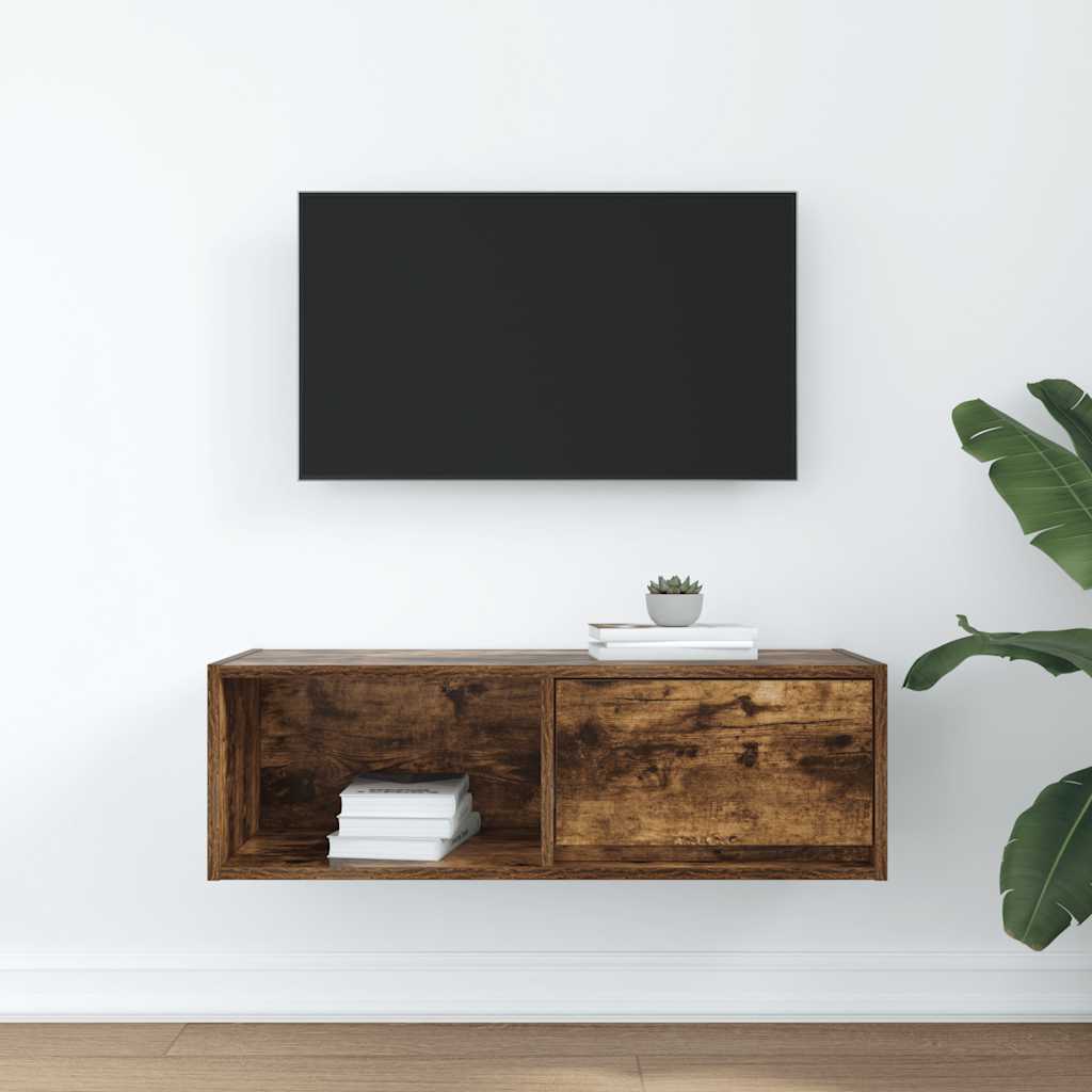 vidaXL TV Cabinet Smoked Oak 80x31x25.5 cm Engineered Wood