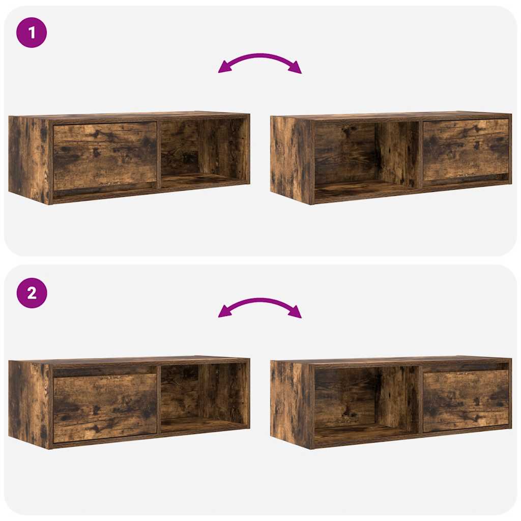 vidaXL TV Cabinet Smoked Oak 80x31x25.5 cm Engineered Wood