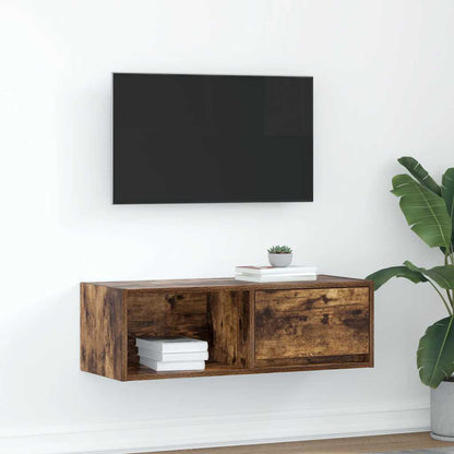 vidaXL TV Cabinet Smoked Oak 80x31x25.5 cm Engineered Wood