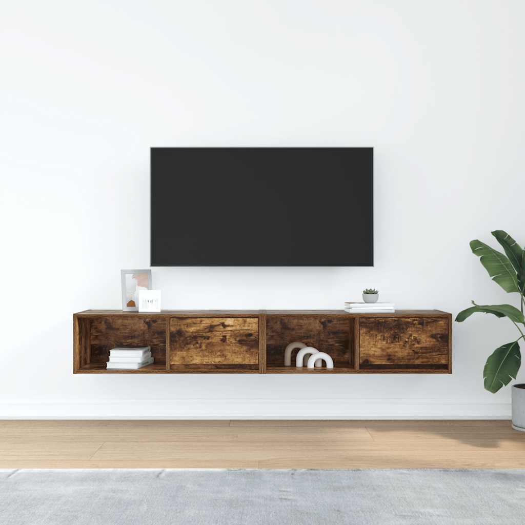 vidaXL TV Cabinets 2 pcs Smoked Oak 80x31x25.5 cm Engineered Wood