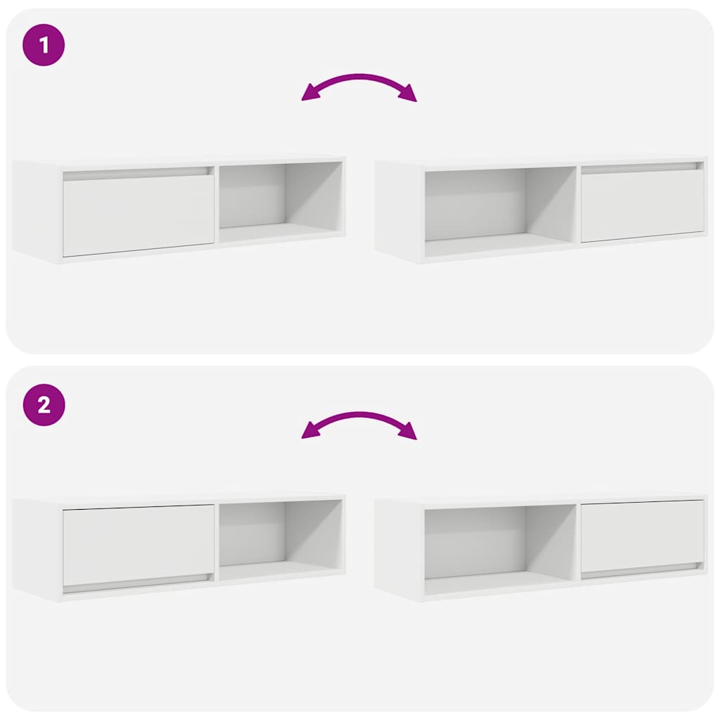 vidaXL TV Cabinets 2 pcs White 100x31x25.5 cm Engineered Wood
