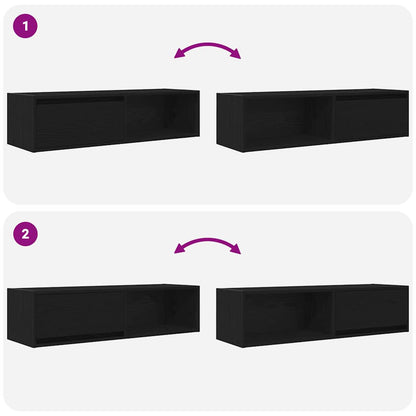 vidaXL TV Cabinets 2 pcs Black Oak 100x31x25,5 cm Engineered Wood