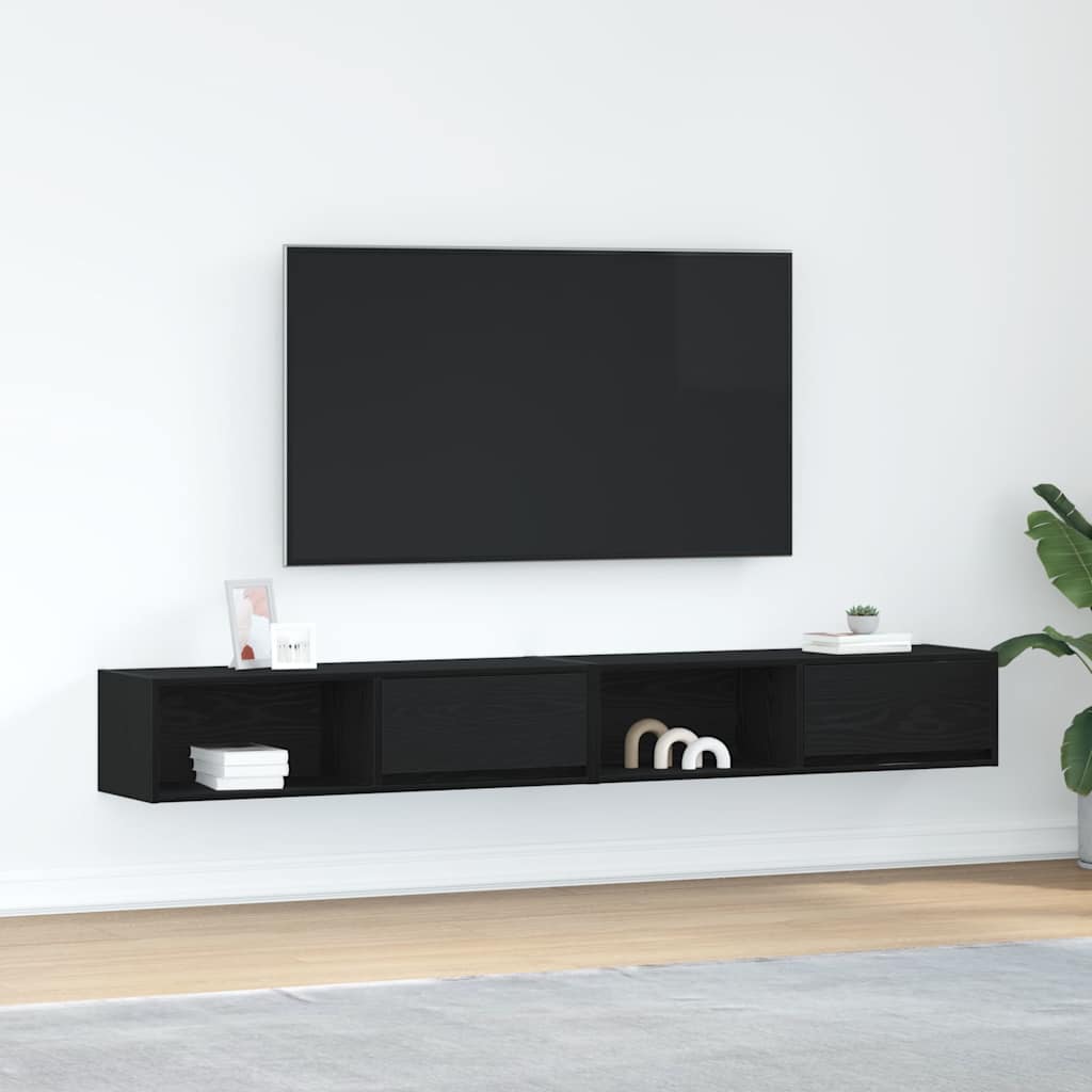 vidaXL TV Cabinets 2 pcs Black Oak 100x31x25,5 cm Engineered Wood