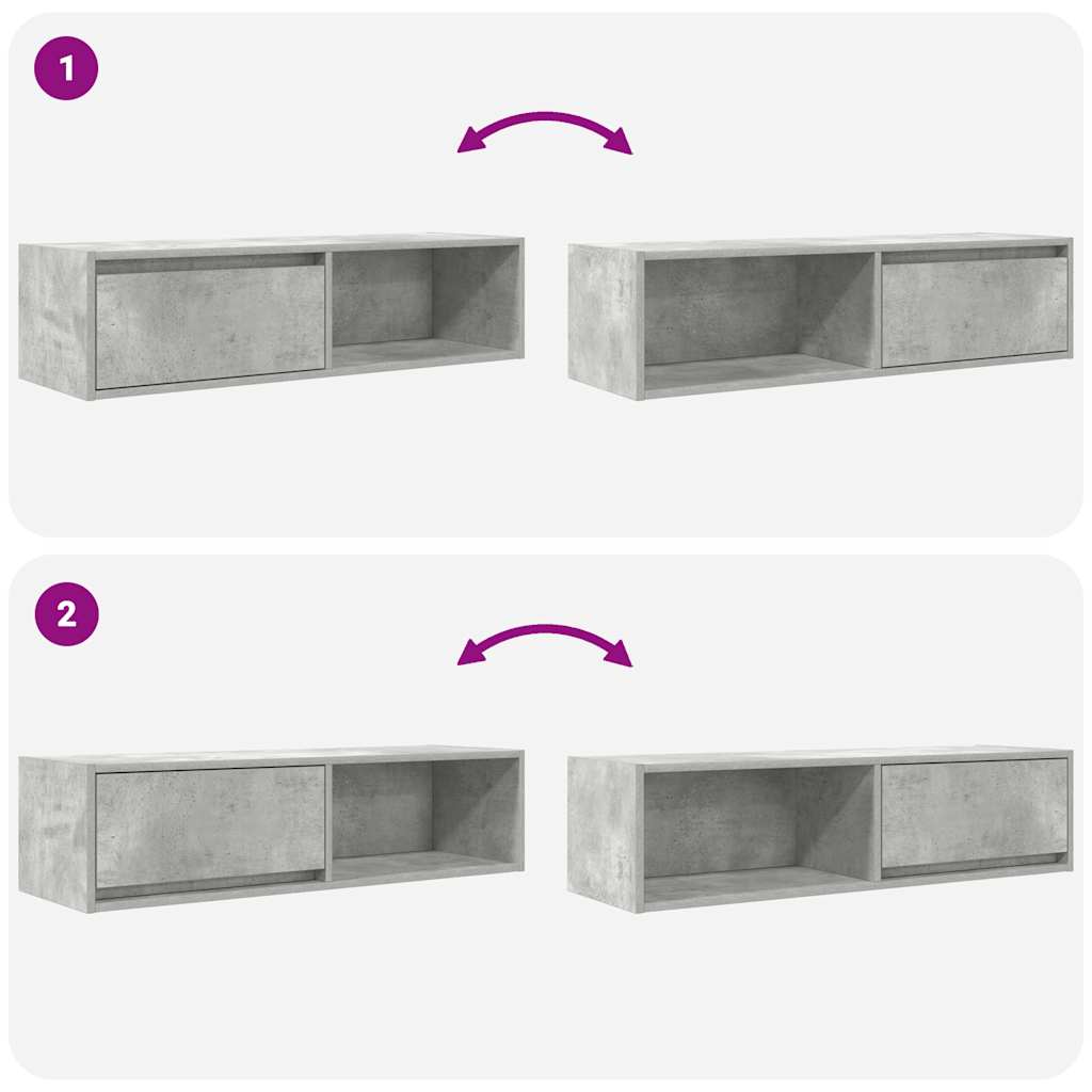 vidaXL TV Cabinet Concrete Grey 100x31x25.5 cm Engineered Wood