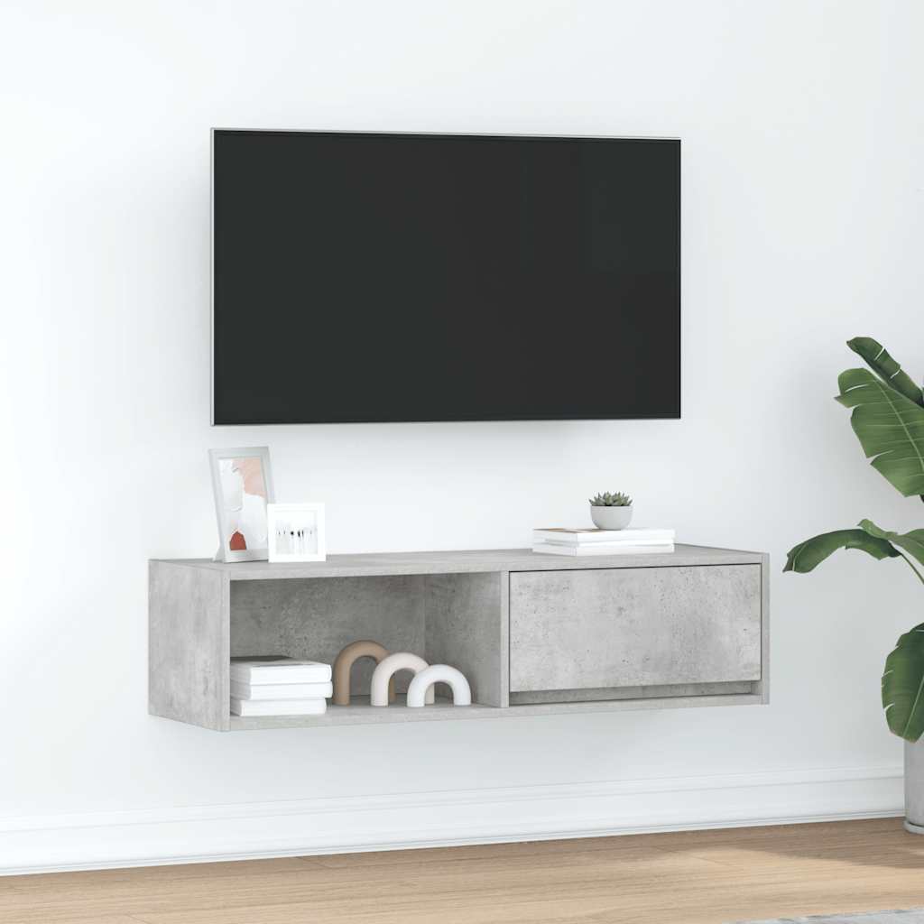 vidaXL TV Cabinet Concrete Grey 100x31x25.5 cm Engineered Wood