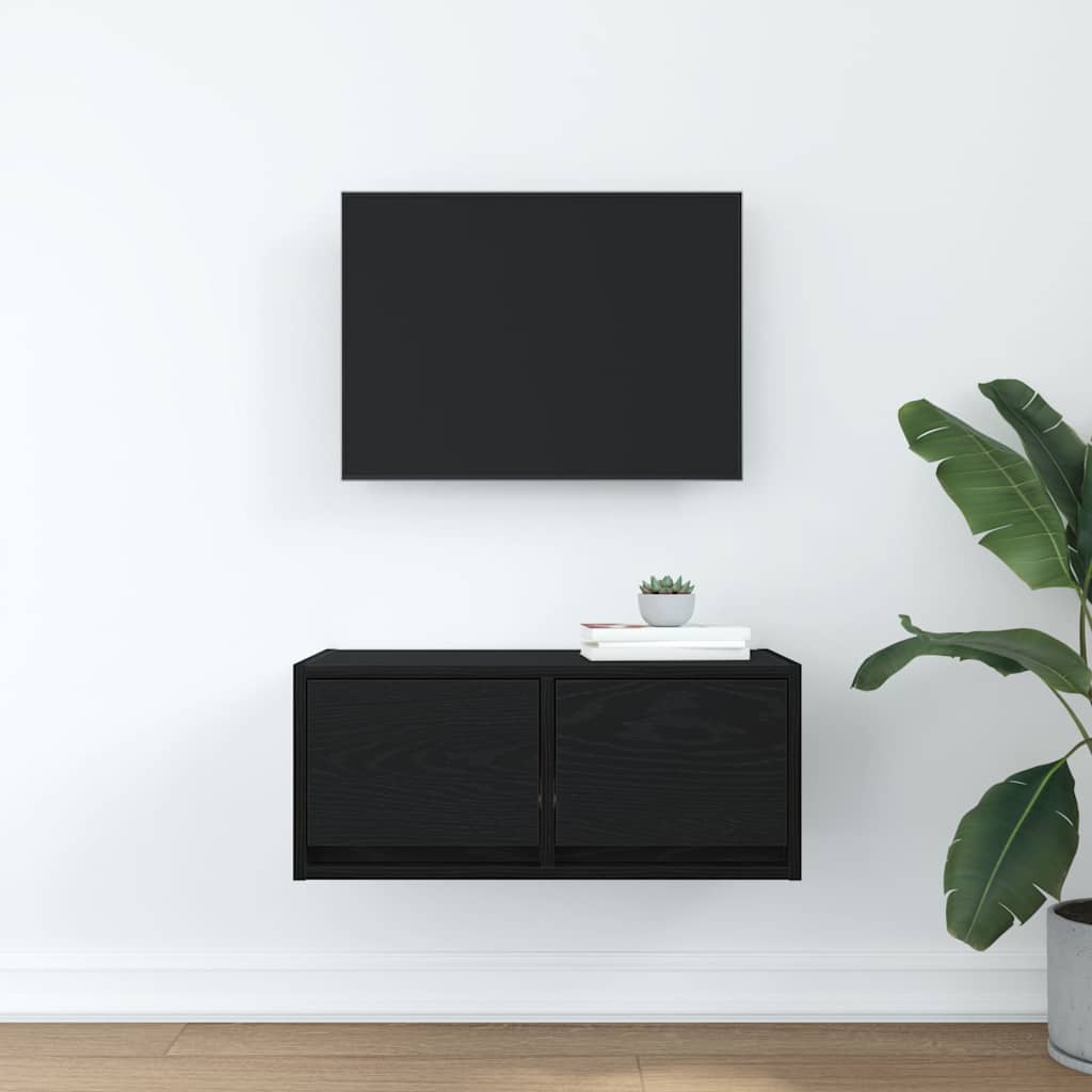 vidaXL TV Cabinet Black Oak 60x31x25,5 cm Engineered Wood
