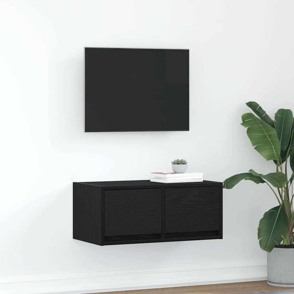 vidaXL TV Cabinet Black Oak 60x31x25,5 cm Engineered Wood