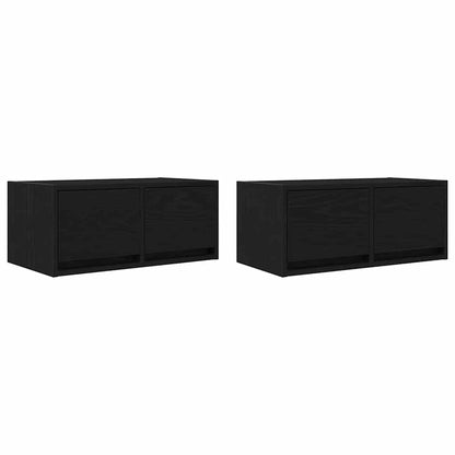 vidaXL TV Cabinets 2 pcs Black Oak 60x31x25,5 cm Engineered Wood