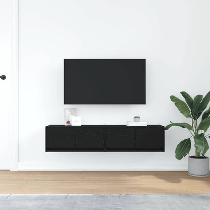 vidaXL TV Cabinets 2 pcs Black Oak 60x31x25,5 cm Engineered Wood