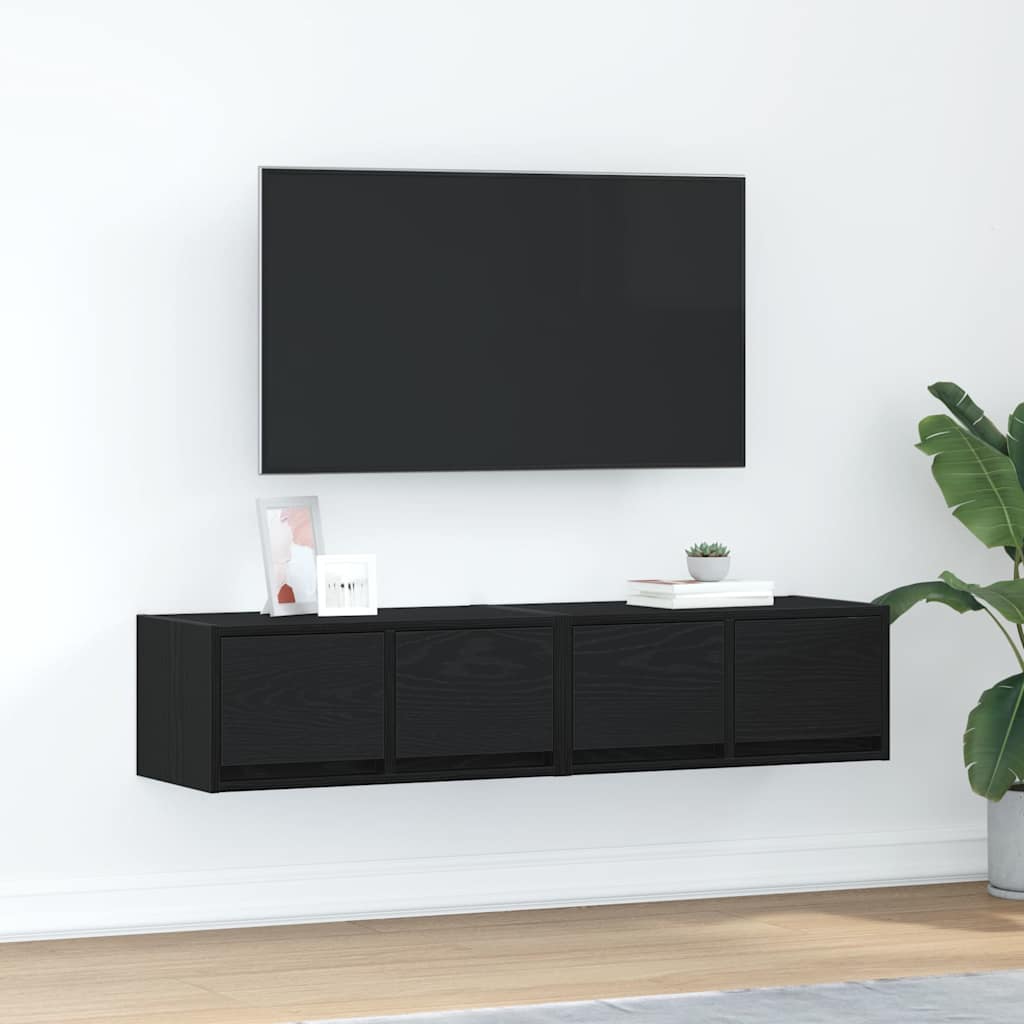 vidaXL TV Cabinets 2 pcs Black Oak 60x31x25,5 cm Engineered Wood