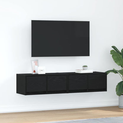 vidaXL TV Cabinets 2 pcs Black Oak 60x31x25,5 cm Engineered Wood