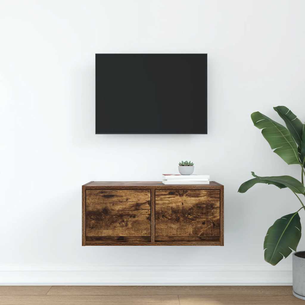 vidaXL TV Cabinet Smoked Oak 60x31x25,5 cm Engineered Wood