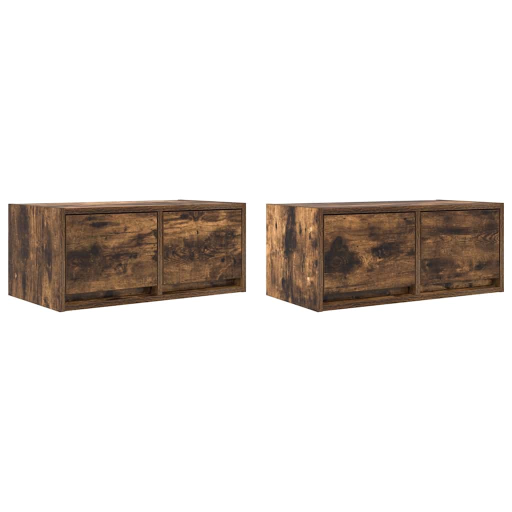 vidaXL TV Cabinets 2 pcs Smoked Oak 60x31x25,5 cm Engineered Wood