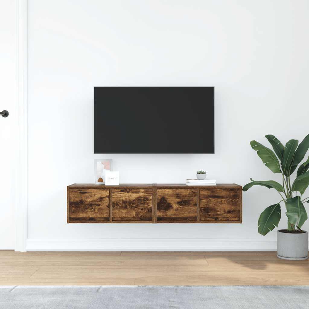 vidaXL TV Cabinets 2 pcs Smoked Oak 60x31x25,5 cm Engineered Wood