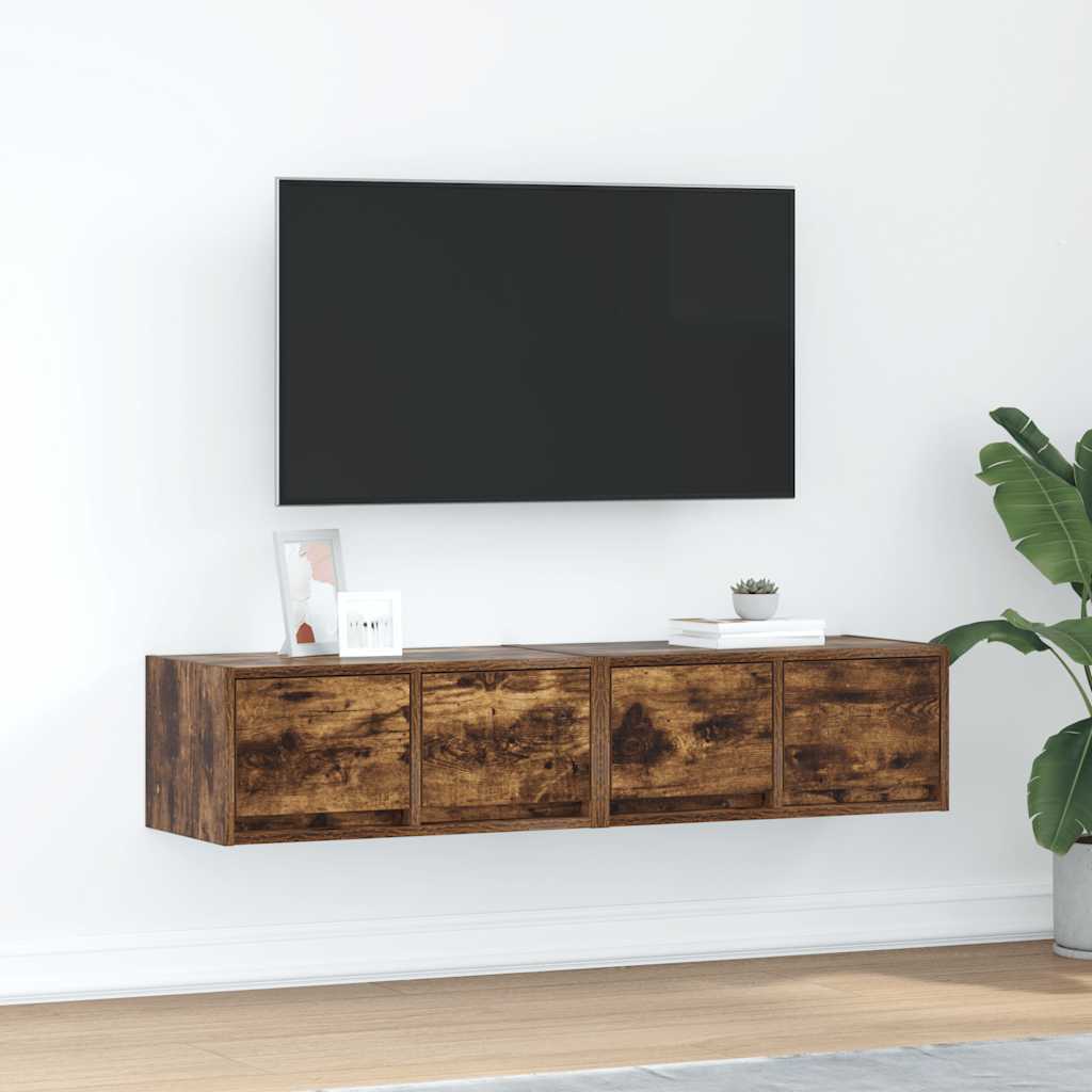 vidaXL TV Cabinets 2 pcs Smoked Oak 60x31x25,5 cm Engineered Wood