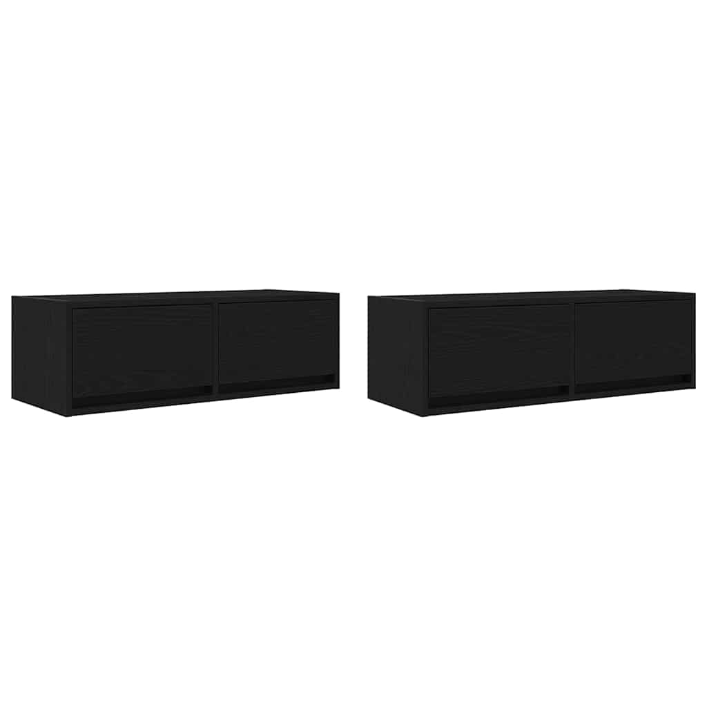 vidaXL TV Cabinets 2 pcs Black Oak 80x31x25,5 cm Engineered Wood
