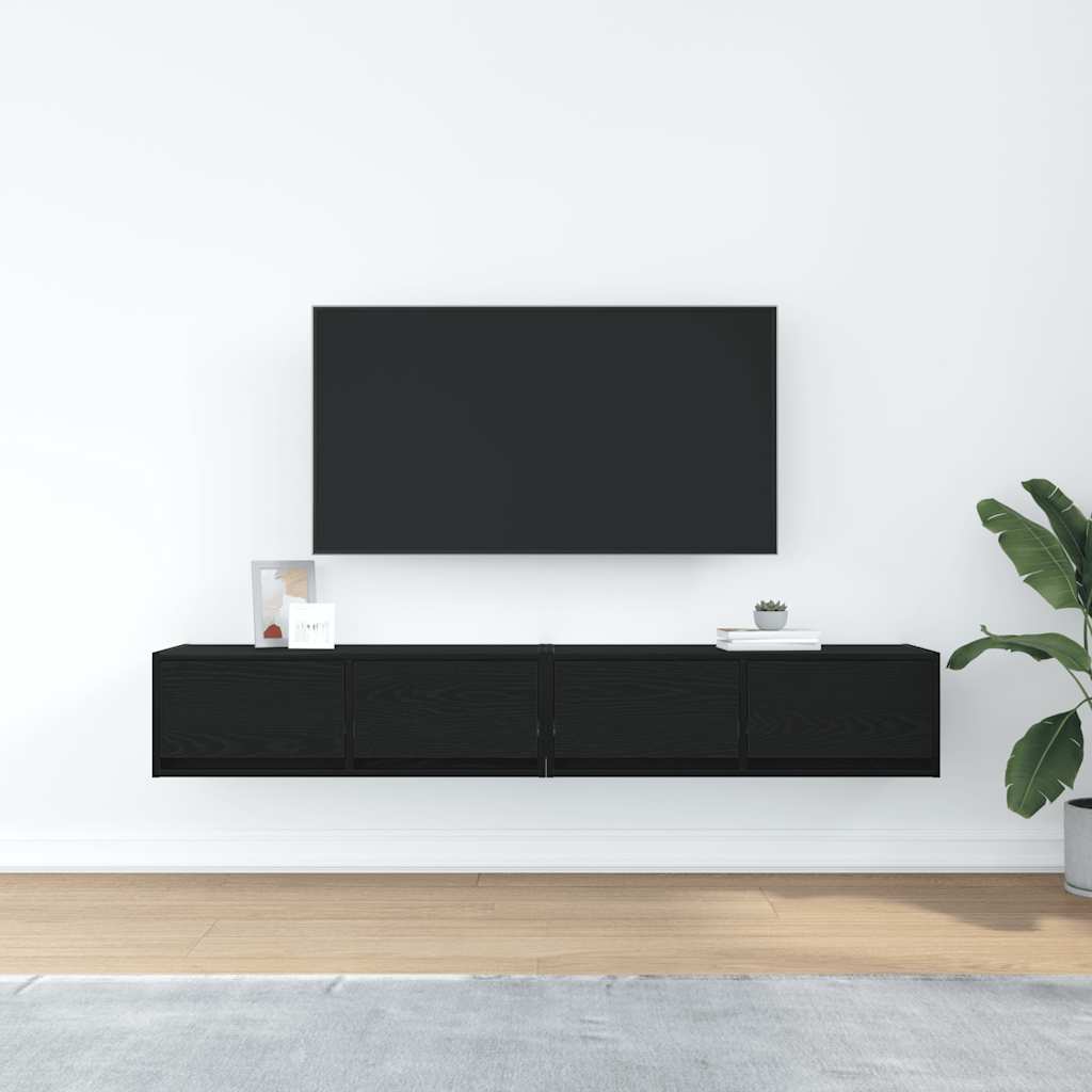 vidaXL TV Cabinets 2 pcs Black Oak 80x31x25,5 cm Engineered Wood