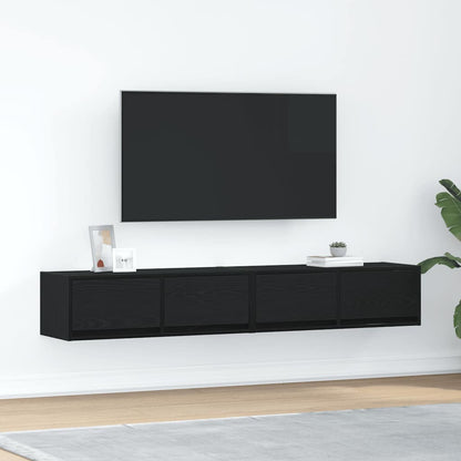vidaXL TV Cabinets 2 pcs Black Oak 80x31x25,5 cm Engineered Wood