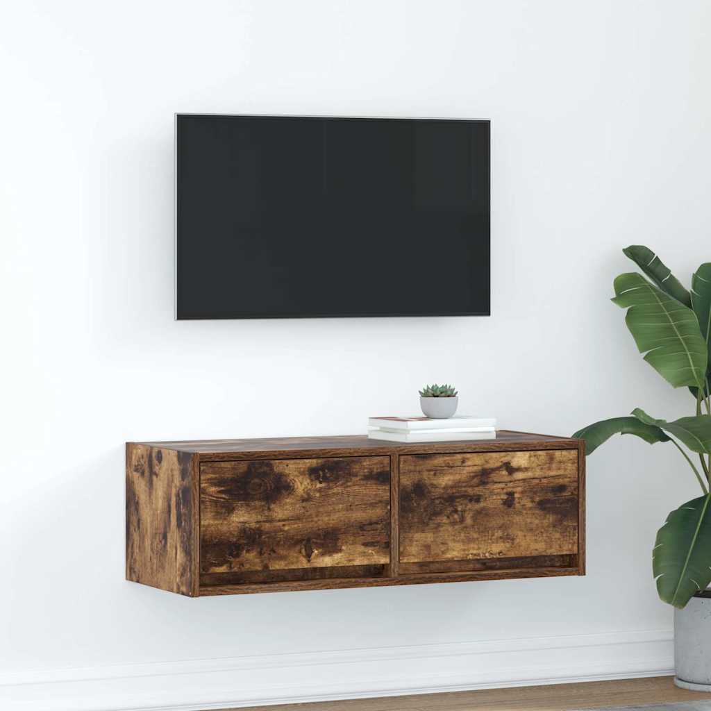 vidaXL TV Cabinet Smoked Oak 80x31x25,5 cm Engineered Wood