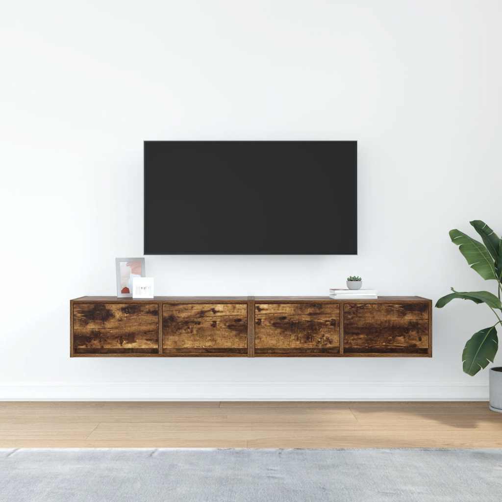 vidaXL TV Cabinets 2 pcs Smoked Oak 80x31x25,5 cm Engineered Wood