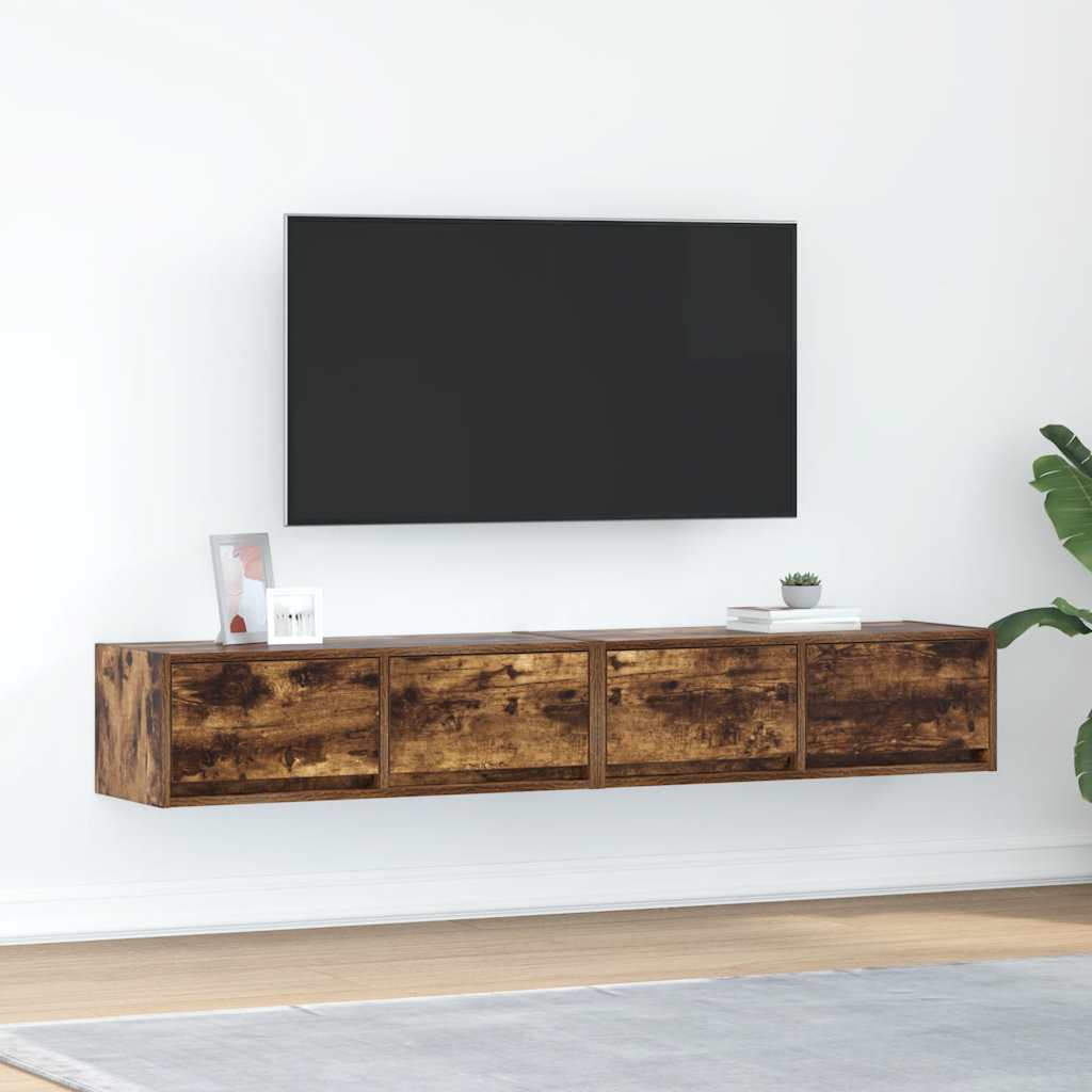 vidaXL TV Cabinets 2 pcs Smoked Oak 80x31x25,5 cm Engineered Wood