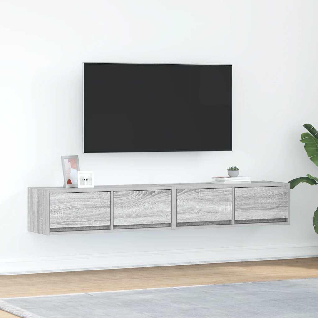 vidaXL TV Cabinets 2 pcs Grey Sonoma 80x31x25,5 cm Engineered Wood