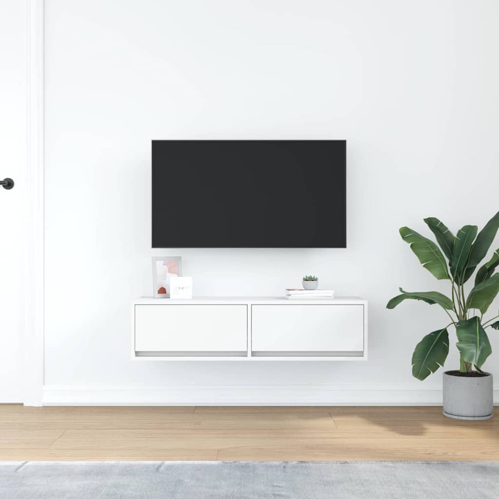 vidaXL TV Cabinet with Drawer White 100 x 31 x 25.5 cm Engineered wood