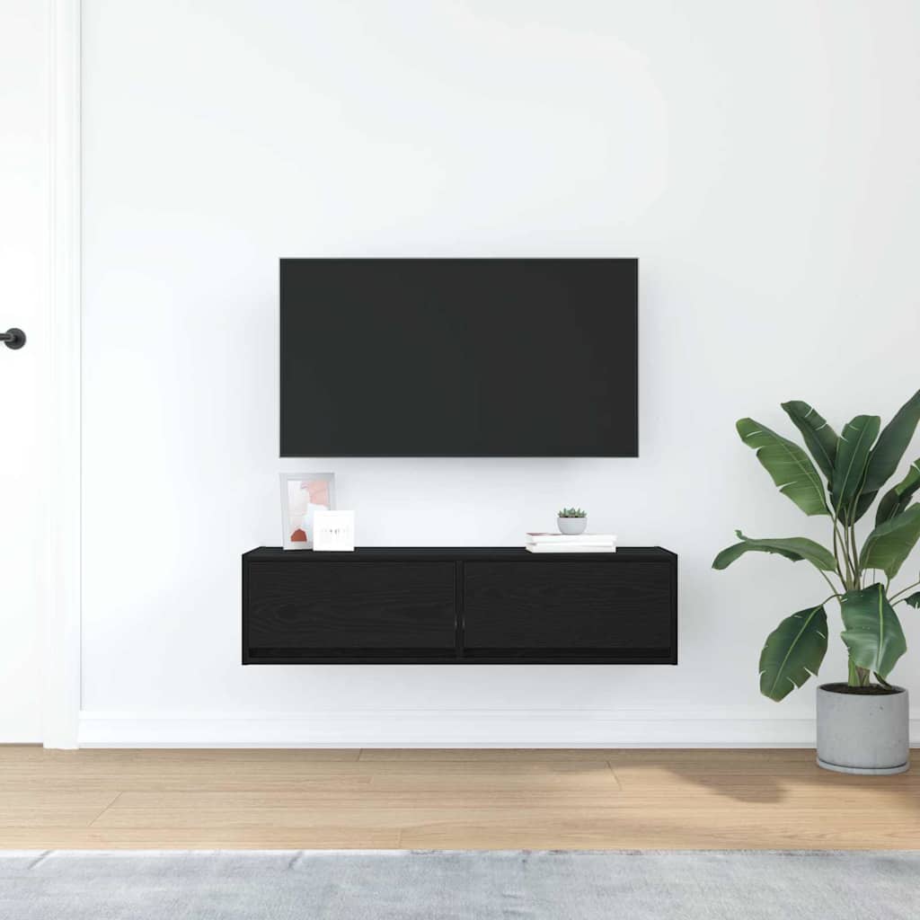 vidaXL TV Cabinet Black oak 100 x 31 x 25.5 cm Engineered wood