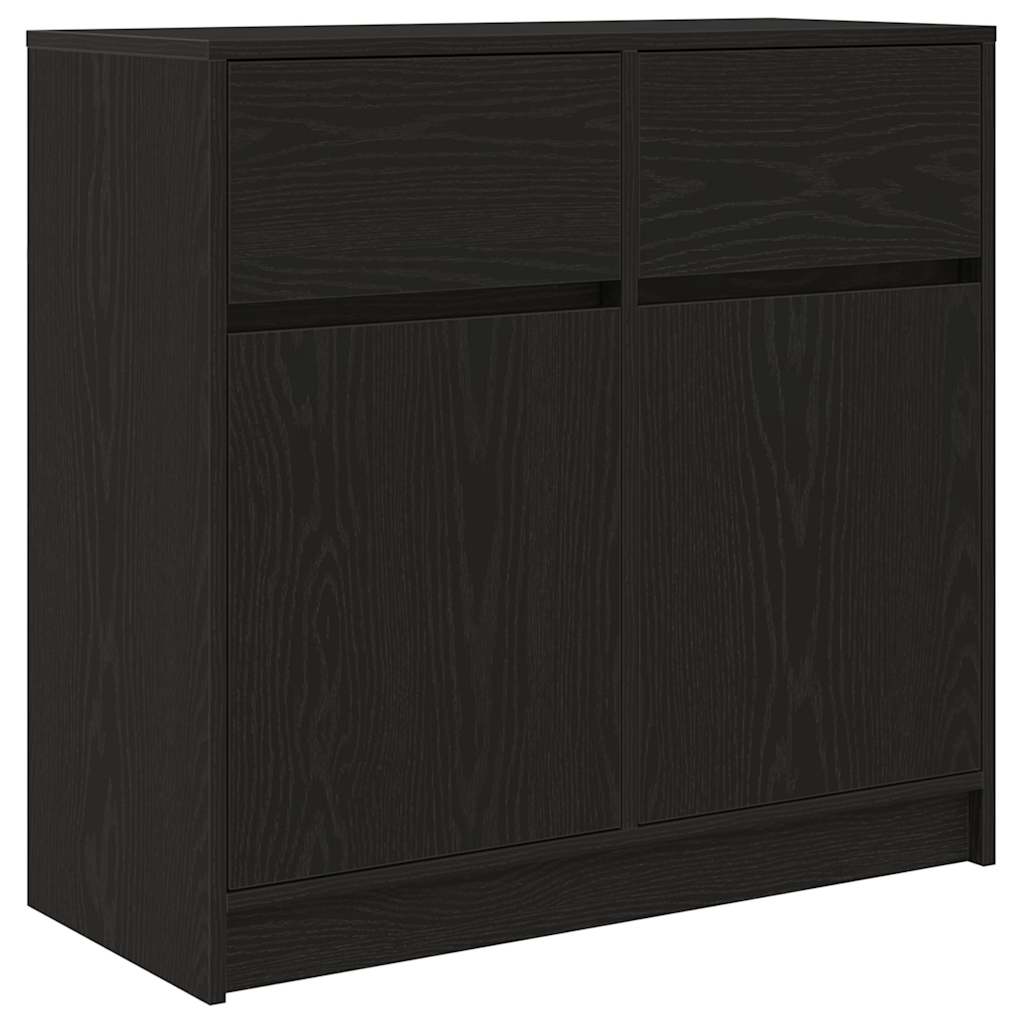 vidaXL Sideboard with Drawer Black Oak 80x34x76 cm Engineered Wood