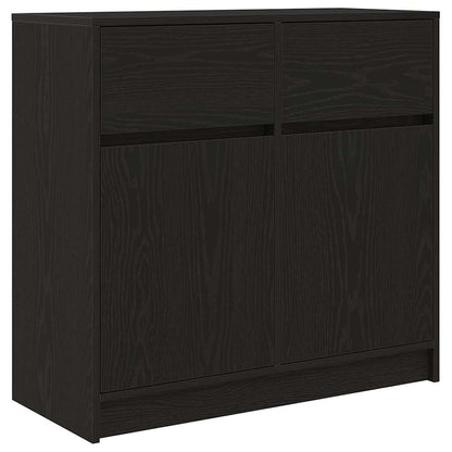 vidaXL Sideboard with Drawer Black Oak 80x34x76 cm Engineered Wood