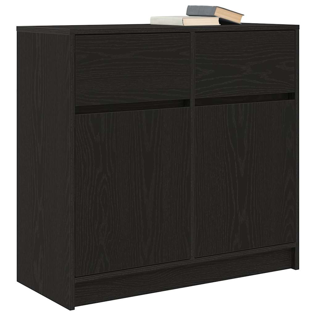 vidaXL Sideboard with Drawer Black Oak 80x34x76 cm Engineered Wood