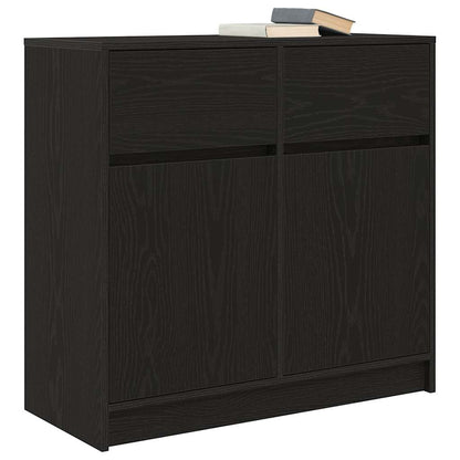 vidaXL Sideboard with Drawer Black Oak 80x34x76 cm Engineered Wood