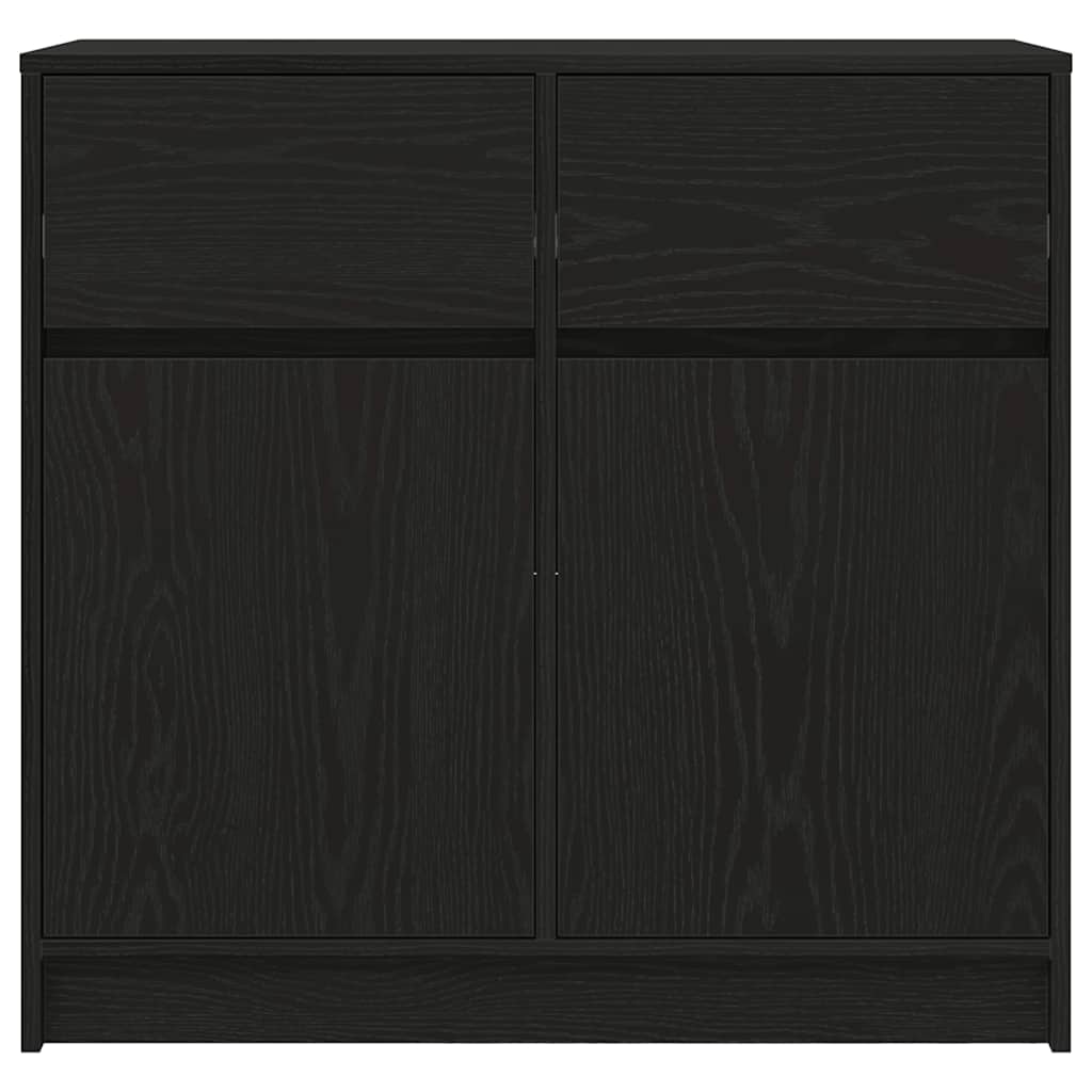 vidaXL Sideboard with Drawer Black Oak 80x34x76 cm Engineered Wood