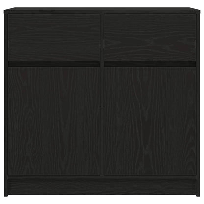 vidaXL Sideboard with Drawer Black Oak 80x34x76 cm Engineered Wood