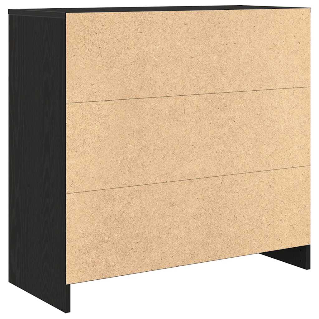 vidaXL Sideboard with Drawer Black Oak 80x34x76 cm Engineered Wood