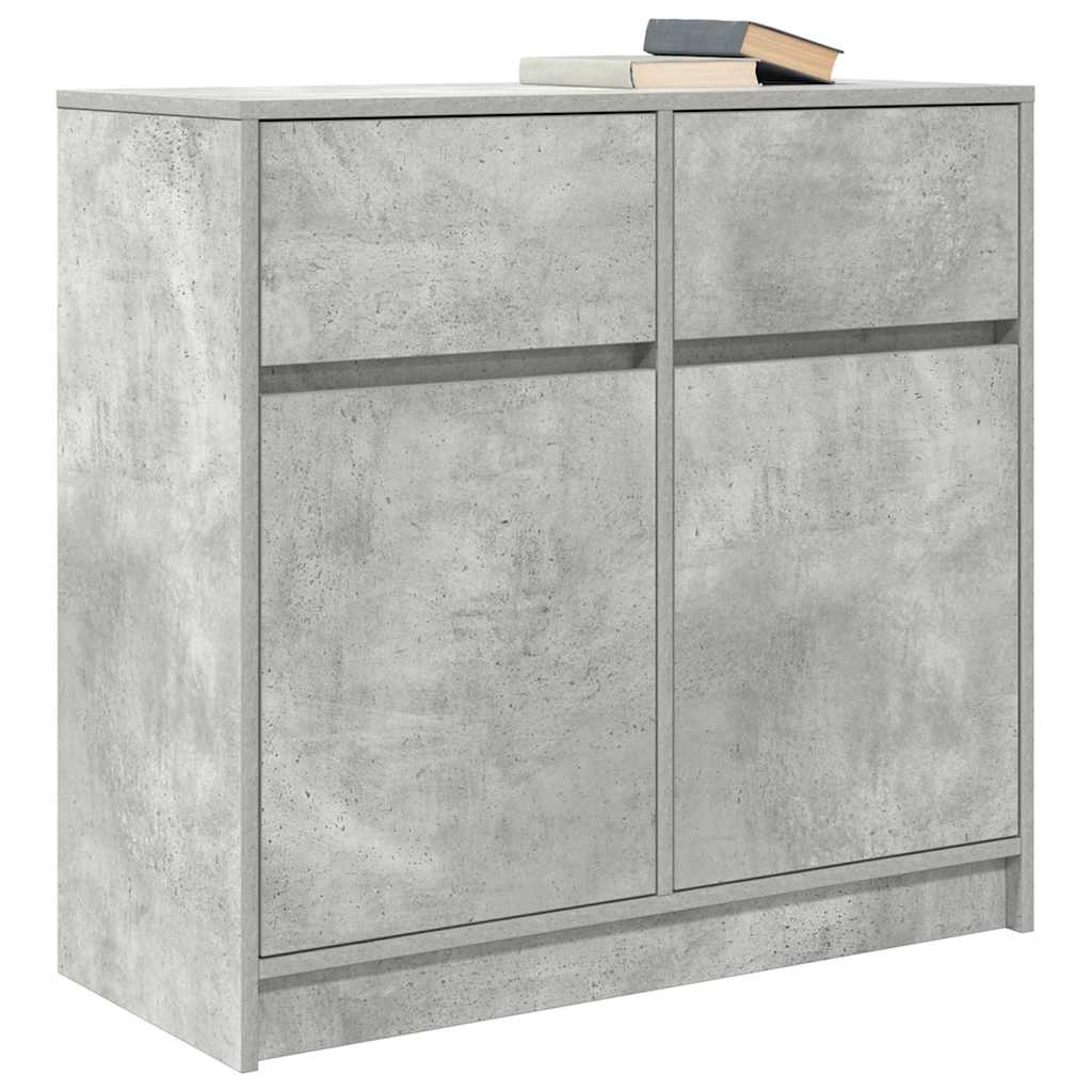 vidaXL Sideboard with Drawer Concrete Grey 80x34x76 cm Engineered Wood