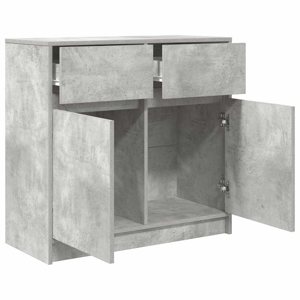 vidaXL Sideboard with Drawer Concrete Grey 80x34x76 cm Engineered Wood