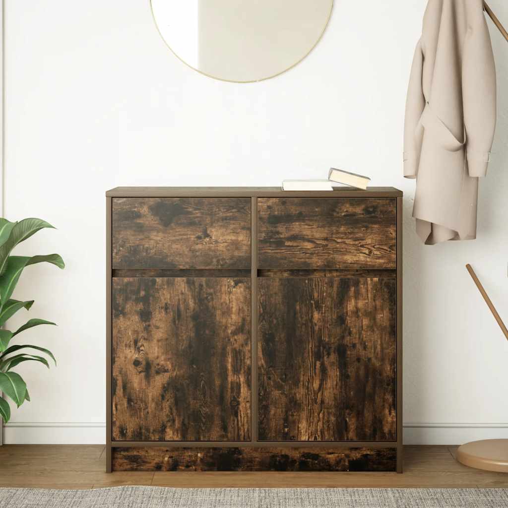 vidaXL Sideboard with Drawer Smoked Oak 80x34x76 cm Engineered Wood