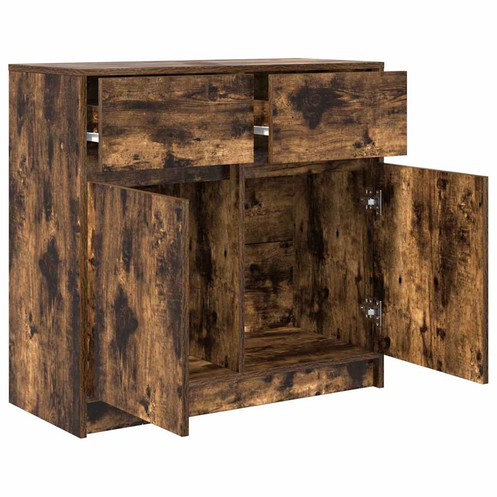 vidaXL Sideboard with Drawer Smoked Oak 80x34x76 cm Engineered Wood
