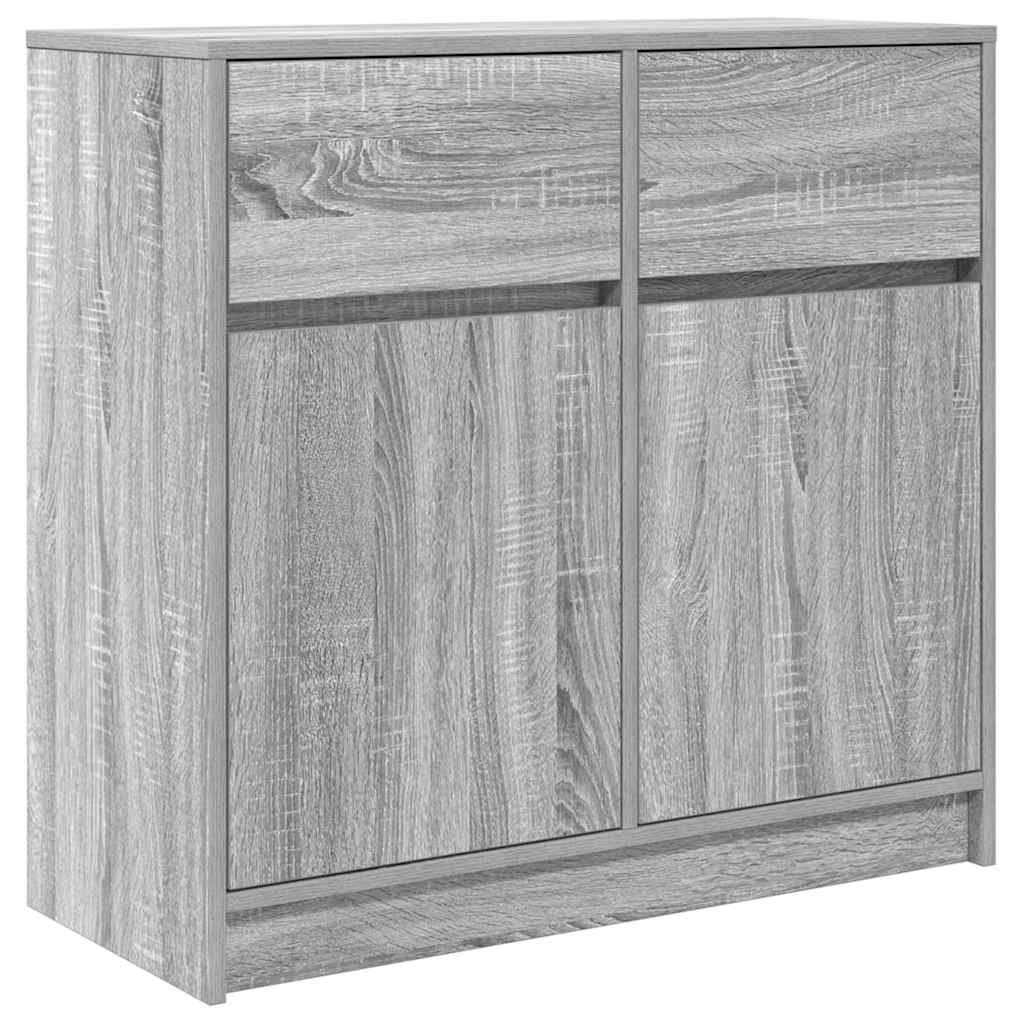 vidaXL Sideboard with Drawer Grey Sonoma 80x34x76 cm Engineered Wood