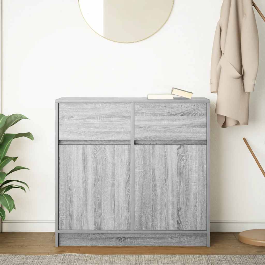 vidaXL Sideboard with Drawer Grey Sonoma 80x34x76 cm Engineered Wood