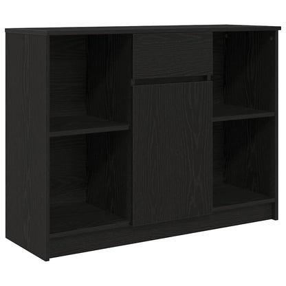 vidaXL Sideboard with Drawer Black Oak 101x35x76 cm Engineered Wood