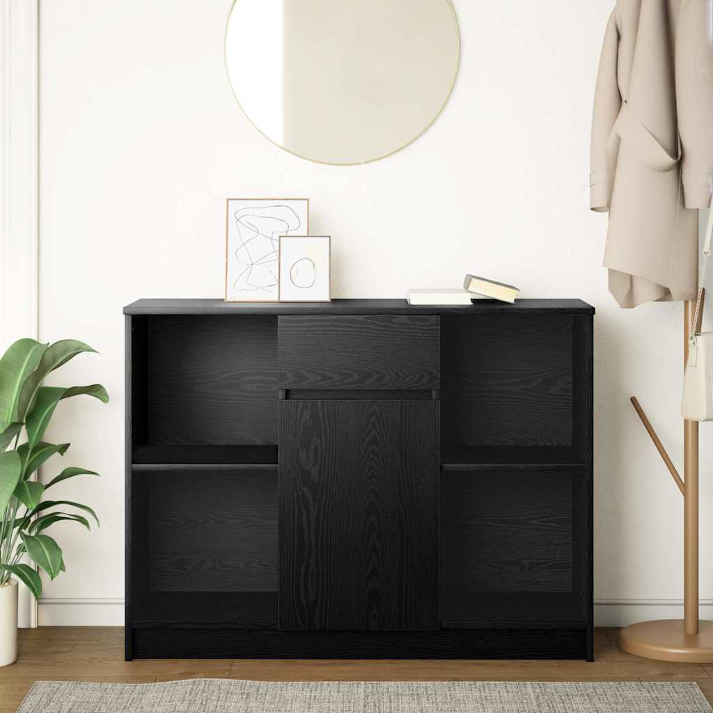 vidaXL Sideboard with Drawer Black Oak 101x35x76 cm Engineered Wood