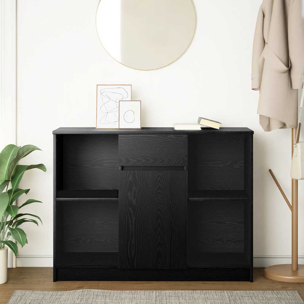 vidaXL Sideboard with Drawer Black Oak 101x35x76 cm Engineered Wood