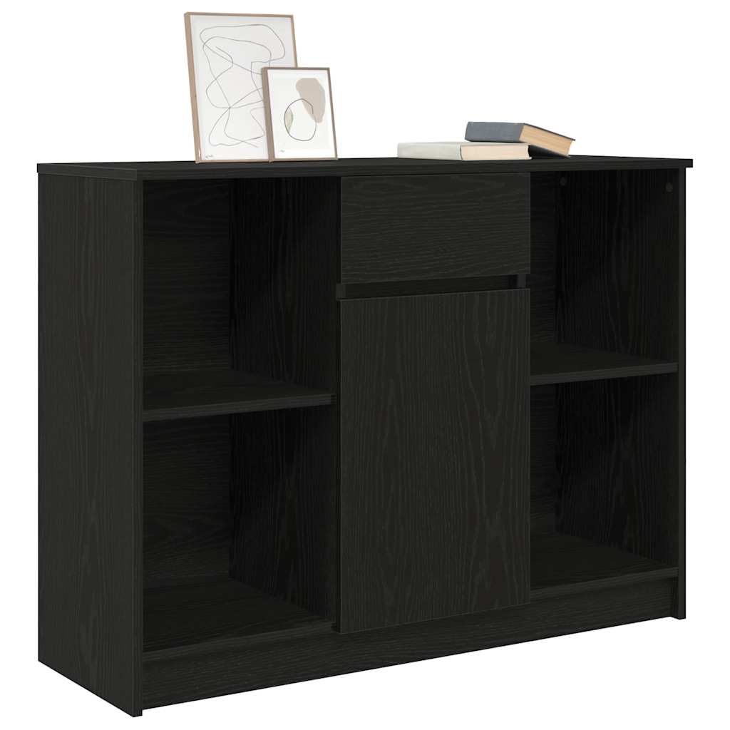 vidaXL Sideboard with Drawer Black Oak 101x35x76 cm Engineered Wood