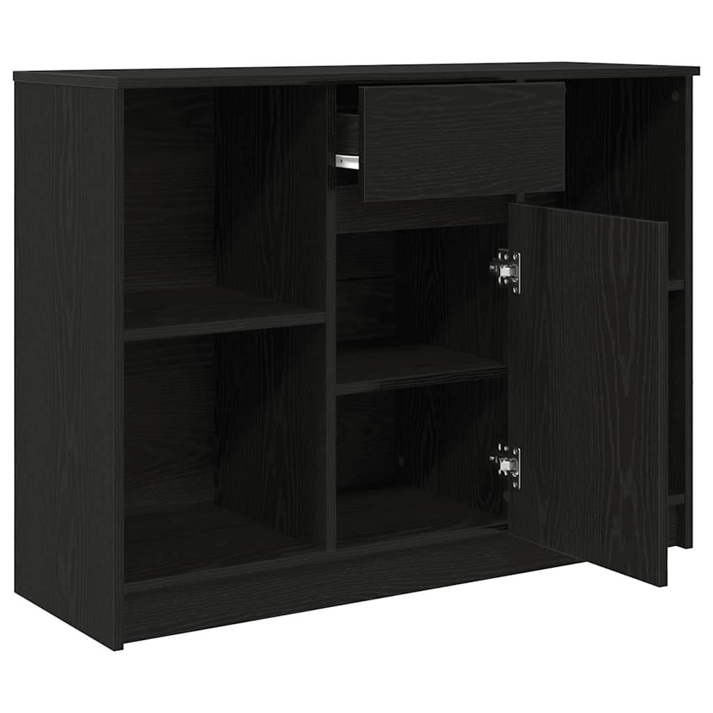 vidaXL Sideboard with Drawer Black Oak 101x35x76 cm Engineered Wood